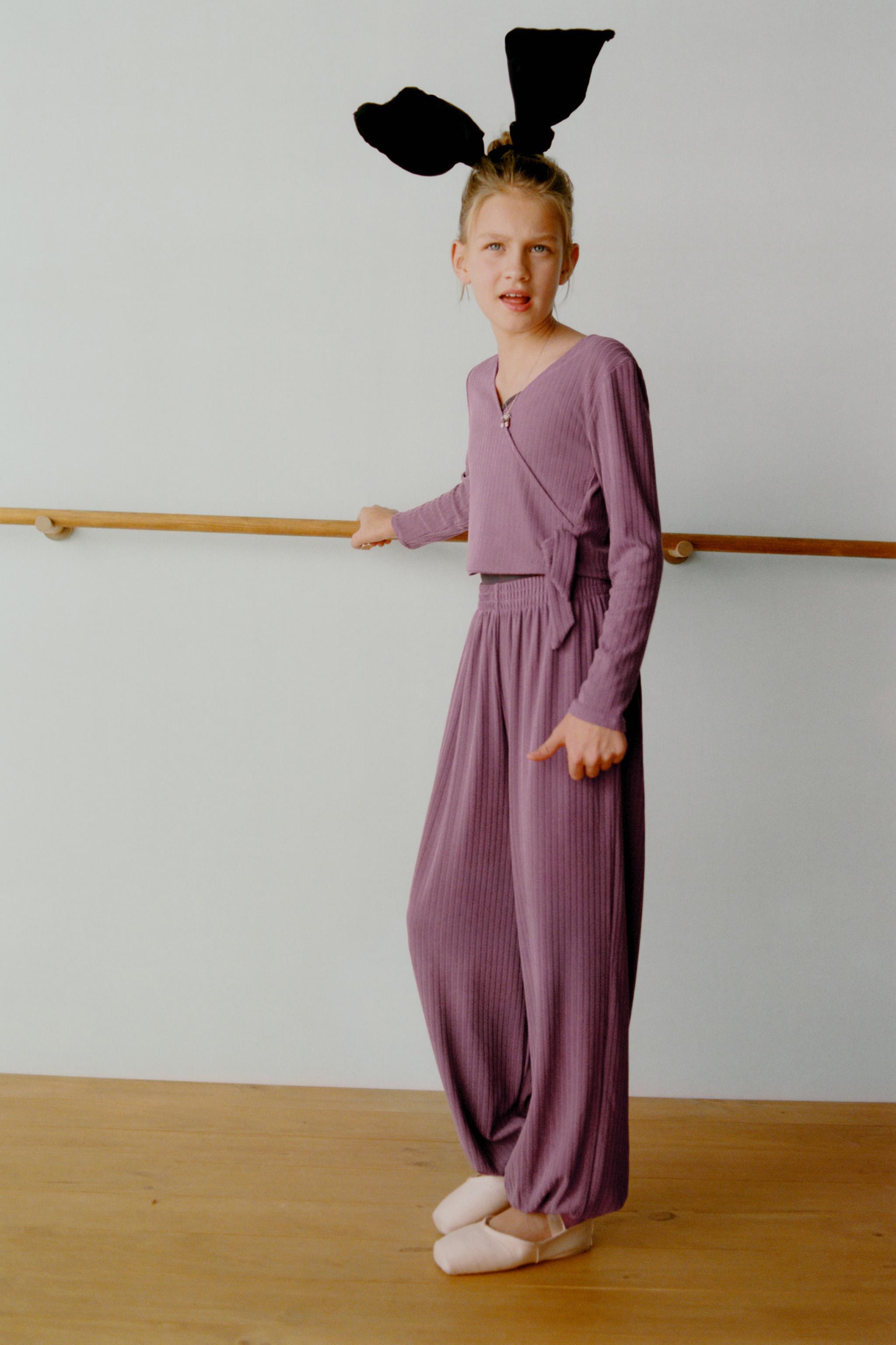 RIBBED WRAP BALLET TOP
